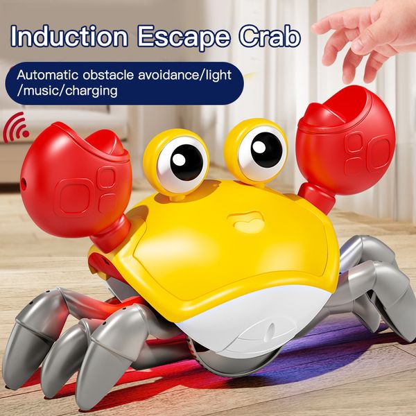 Jouets drôles bébé crabe rampant jouet évasion à induction rechargeable électrique s'enfuir avec musique led lumière enfant cadeau 230626