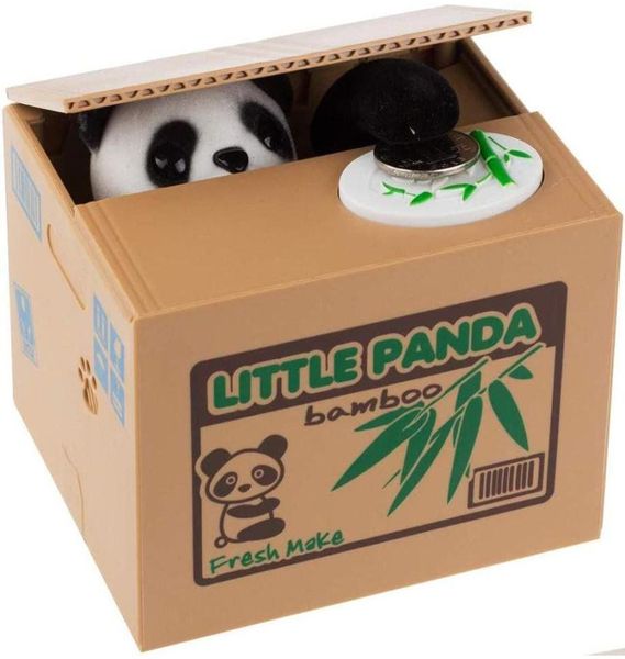 Juguetes Funny Toys Funny Bank Bank Money Saving Atm robando moneda Panda Panda puede cerraduras seguras de voz inteligente