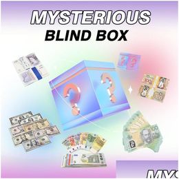 Funny Toys Mysterious Blind Box Toy Party Replica Us Fake Money Kids Play Ou Family Game Paper Copy Banknote 100Pcs Pack Practice Co Dhb90