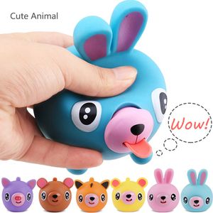 Grappig speelgoed Talking Animal Knukpers bal tong uit stressverlichter voor kinderen volwassen babyspeelgoed zachte rebound langzaam stijgende 1116