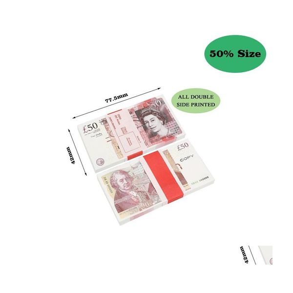 Juguetes divertidos Juguete Papel Impreso Dinero Uk Pounds Gbp British 10 20 50 Conmemorativo para niños Regalos de Navidad o Video Film Drop Delivery Dhkej