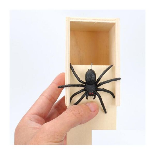 Juguetes divertidos Truco de broma de madera Broma práctica Oficina en casa Susto Caja de juguete Gag Spider Kid Padres Amigo Juego divertido Regalo Juguetes sorprendentes G DHQFC