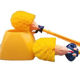 Brosse de toilette drôle Trump avec titulaire Creative Donald Trump Trump Durable Salle de bain Brosses de nettoyage Chambre Accueil Salle de nettoyage Platic