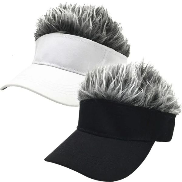 Drôle Unisexe Golf Baseball Cap avec caps de sport de cheveux Visor Soleil Fun Toupee Chapeaux Men Femmes Party Hair 240415