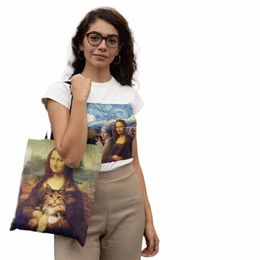 Sac en toile drôle inspiré de Van Gogh, sac fourre-tout, sac de magasin en toile rétro pour les magasins de détail, boutique, supermarchés O4F5 #