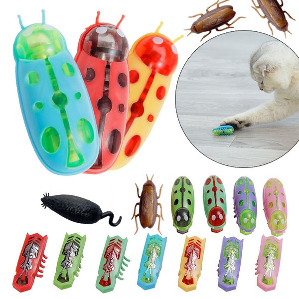 Divertidos insectos vibradores, juguete para gatos, evitación automática, gatos interactivos, juguetes de persecución, insectos que funcionan con batería, Escape, cucaracha eléctrica