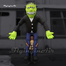 Divertido caminar Halloween monstruo verde inflable marioneta de Frankenstein volar Halloween figura de dibujos animados modelo para espectáculo de desfile