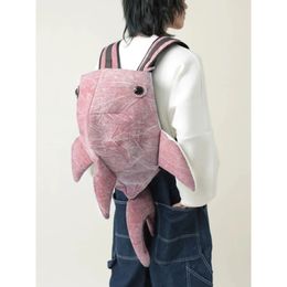 Mochila de forma de tiburón de ballena divertida Bolsa de viaje de gran capacidad para mujeres Lindo bocanada de dibujos animados al aire libre.