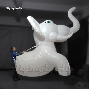 Grappige witte wandelende opblaasbare olifant kostuum cartoon dier ballon opblazen parade pak voor circus show