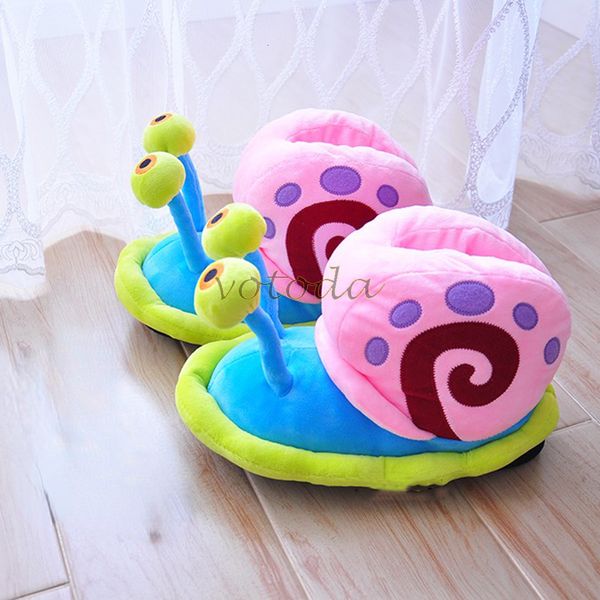 Drôle d'hiver mignonnes mignonnes femmes dessin animé Snail Snail Home Chaussures en peluche intérieure cotoule plates plats à poils à fourrure coton chaud girl girl flip flop 2 79