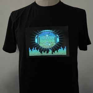 Drôle sans fil Led t-shirt hommes fête Disco son activé éclairer à manches courtes nuit T-shirts vêtements 240307