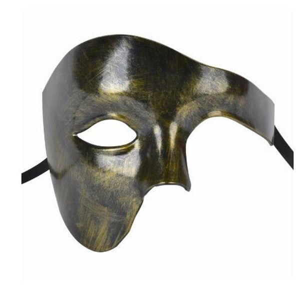 FunPa Venetion Máscara de fiesta para hombre Media cara Fantasma de la ópera Máscara Guapo Halloween Mardi Gras Máscara de mascarada de Halloween GB1020