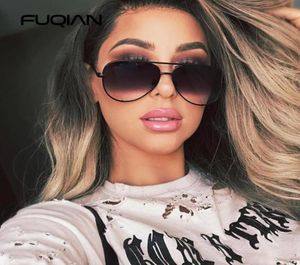 Fuqian New Classic Metal Aviation Sunglasses Femme Fashion Alloy Pilot Sun Glassements Men Gradient Lens Drive Shades Ladies UV4002915848