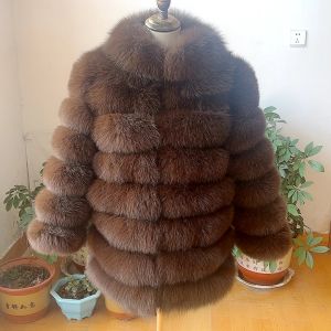 Fourrure 100% Nouveau Livraison Gratuite Nouvelle Mode Femmes Mode Réel Naturel Fourrure De Renard Long Manteau véritable manteau de fourrure et élégant naturel fourrure de renard jacke