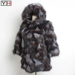 Bur 2019 Winter Winter Women Natural Silver Fox Fur Coat Lady 100% Echte Fox Fur Outerwear Brand Fashion Real Fur Jacket Coats