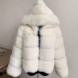 Pelliccia 2022 inverno caldo finta pelliccia di volpe cappotto con cappuccio spessa pelliccia sintetica giacca con cappuccio cappotto invernale da donna di lusso cappotto di pelliccia sintetica di alta qualità