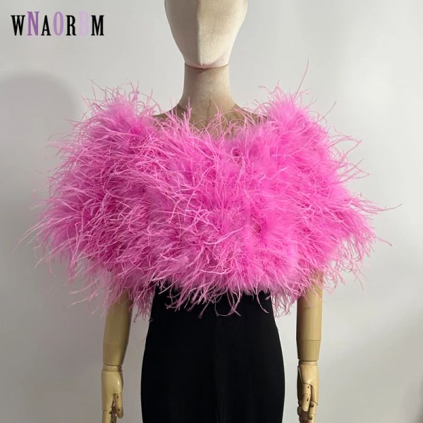 Fourrure 2023 nouveau manteau de plumes d'autruche véritable à manches châle longueur 30 cm Australie importé fourrure d'autruche veste décontractée dames manteau de discothèque