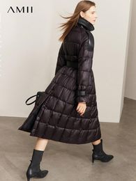 Bont Amii Minimalisme Donsjack Dames 2022 Winter Nieuwe Commuter Mode Riem Ontwerp Effen Warm Antistatisch Lange Kleding Tops 12241180