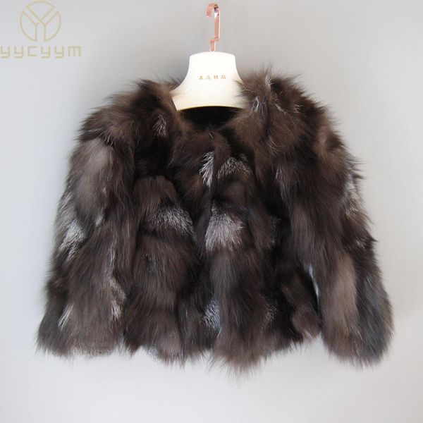 Fur Brand Vente chaude mode réel manteau de fourrure Style court femmes hiver réel argent fourrure de renard manteaux dames chaud 100% naturel veste de fourrure de renard