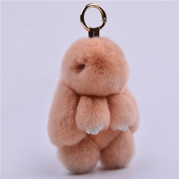 Fourrure lapin pendentif Rex lapin cheveux sac Automobile porte-clés anneau chaîne bijoux dépasser Adorable lapin jouet porte-clés