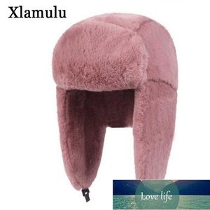 Gorros de piel Sombrero de bombardero para mujer Sombrero de invierno rosa Encantadora mujer Más grueso Cálido Sólido Suave a prueba de viento Orejera Ushanka Gorros Sombrero Precio de fábrica diseño experto Calidad Lo último