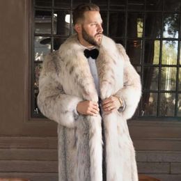 Manteau de fourrure Long pour hommes, vêtements Bobcat imprimé léopard, Designer Env, Imitation mentale 9FXS