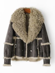 Manteau de fourrure femmes automne hiver vestes moto veste en cuir doublure de fourrure de lapin épais chaud vêtements d'extérieur pardessus hauts