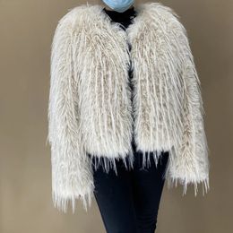 Manteau de fourrure femmes haute qualité mode fausse fourrure manteau artificiel raton laveur tresse veste courte 240202