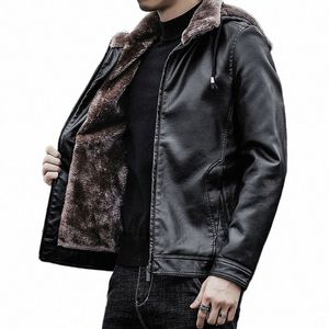 Col de fourrure 2024 Automne Nouvelle veste en cuir pour hommes Casual PU Vestes de moto Streetwear Slim Manteau Plus Taille Manteaux coupe-vent a7P2 #