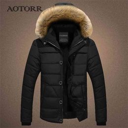 Col de fourrure Parkas à capuche hommes hiver épais veste pour hommes vêtements d'extérieur mode manteau chaud homme doublure en laine coupe-vent mâle Parka Casaco 210916