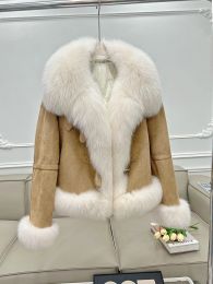 FUR European 2023 New Winter Fashion Feal Fur Coat Deck Down Jack Down Fox Fur Collar Fuerza espesa