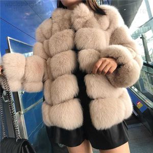 Manteau en fausse fourrure pour femme, manteau d'hiver de haute qualité, col montant, épais et chaud, kaki, pardessus pelucheux, 2023