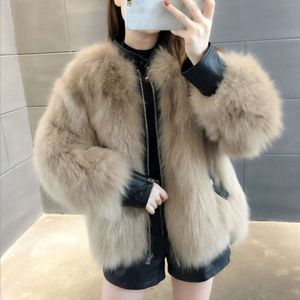 Fourrure pour femmes 2024 hiver nouvelle Version coréenne Imitation renard court en cuir PU Patchwork manteau tendance 626197
