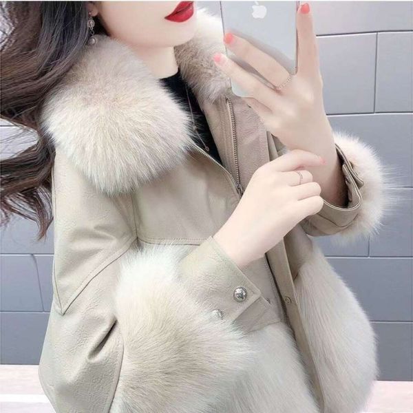 Piel para mujer invierno 2024 nueva versión coreana cuero PU imitación de zorro abrigo Haining grueso de longitud media 398976