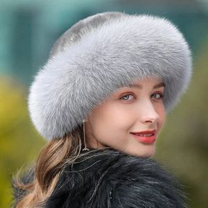 Gorro de piel para mujer, gorro cálido para esquiar en la nieve, gorro de bombardero de piel de zorro de imitación para mujer, sombreros de invierno a prueba de viento para mujer