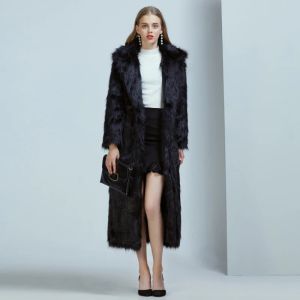 Fur High Street Luxe Lange faux bontjas vrouwen grote size vintage slanke rode roze faux bont jassen pluizige jas dames faux bont jas