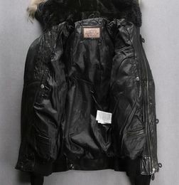 Fur Hoody Avirexfly Leather Down Jackets Flight Bomber Jackets 100 Genuine Leather con cuello de relleno hacia abajo Cubas2934211111111111
