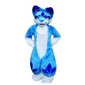 Fur Husky Dog Fox Mascot Costume Leather Lederen Salloween Suit Party Role Play Xmas Easter Festival Halloween Carnival