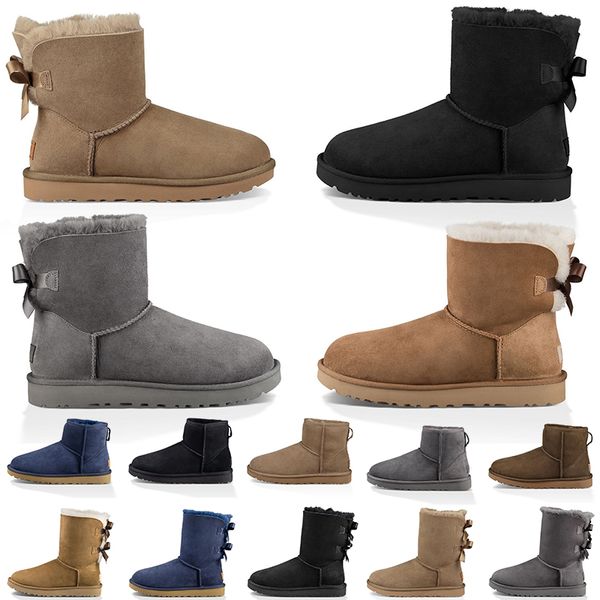 Botas De Tobillo Australianas De Cuero De Piel Moda Mujer Diseñador Bota Mediana Rosa Marrón Gris Zapatillas De Plataforma Negras Cómodas Botas De Nieve Cálidas En Invierno