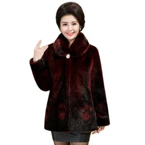 Bont Middleaed en oudere Winter Winter Warm Mink Coat Fashion Mother's Imitatie bont Vlaag losse temperament nertsen Coatwomens Tide