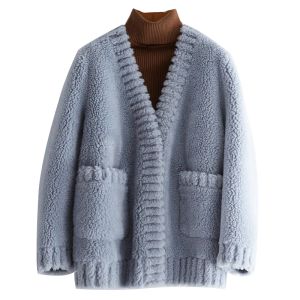 Fourrure nouveau manteau de laine naturelle femmes réel veste de fourrure de mouton léger luxe 30% manteau de laine sur la taille chaud hiver livraison gratuite