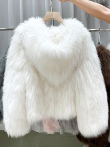Fourrure nouveau Style vestes mode réel manteau de fourrure de renard automne hiver tricoté manteau de fourrure femmes Double manches longues doublure tissée