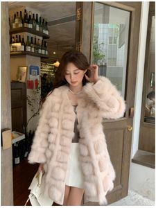 Fourrure de l'oftbuy Real Fox Coat à fourrure Femme 2022 Automne Winter Tricot Cardigan Veste mélangée épaisse chaude Oneck Nouveau Streetwear de mode