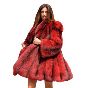 Bont plus medium lang warme en slanke fit mink imitatie jas voor vrouwen 211207