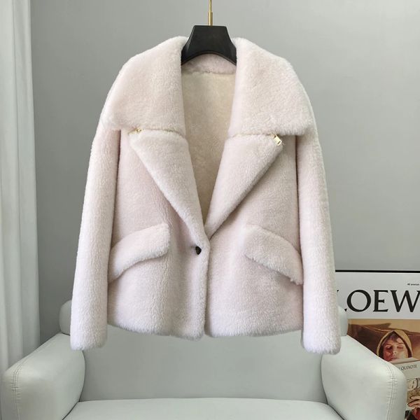 Fourrure PUDI femme véritable laine fourrure hiver costume manteau mouton cisaillement femmes chaud offre spéciale décontracté veste CT2146