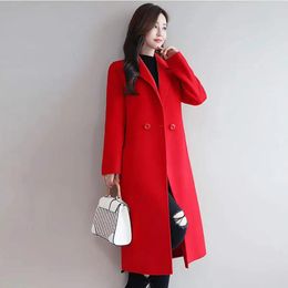 Pele s3xl plus size moda primavera outono nova qualidade dupla face casaco de lã feminino médio longo traje na moda senhora do escritório roupas