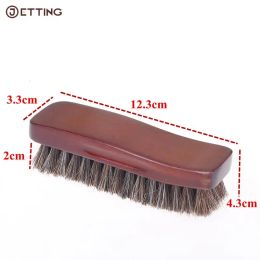 Brosse à chaussures en fourrure naturelle Brosse polonaise en bois Bristle Horse Hair Shoe Boot Boot Boot Care Clean Multifonctional en cuir brosse