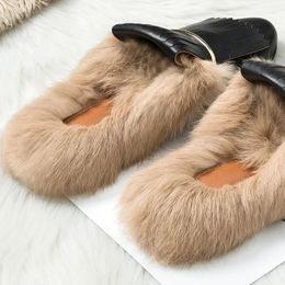 bontglaasjes muller schoenen 2020 nieuwe outdoor wilde casual konijnenbont slippers vrouwelijke luie schoenen plat half slippers damesschoenen