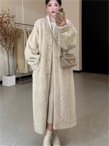 Manteau en fausse fourrure épaisse pour femme, manteau chaud à manches longues, en vison, avec ajout de fourrure, nouvelle collection hiver 2023