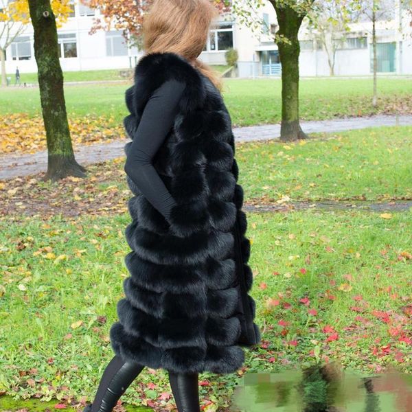 Chaleco de piel Fox Coat Fur Fur Natural Winter Coats Singless Ladies Autumn Warm Vest Coat Genia de pieles genuina Venta larga y caliente de alta calidad